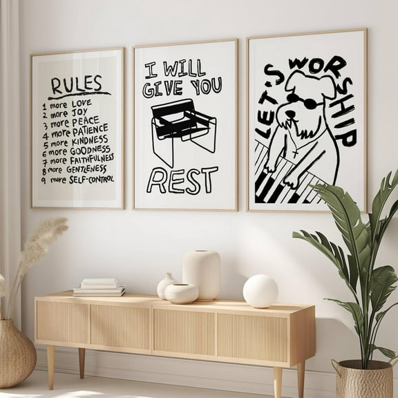 UNFFRAMED Set Of 3 Trendy Bundle Neutral Modern Christian Prints Black White Religious Scripture Art Retro Worship, Modern Wall Decor Set 3 Prints 8x12