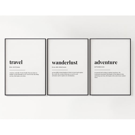 UNFFRAMED Set Of 3 Wall Art, Travel, Wanderlust, Adventure, Definition Poster, Wall Art Posters, Quote Wall Art, Wall Decor, Home Decor, Set Of 3 Posters Set 3 Prints 16x24