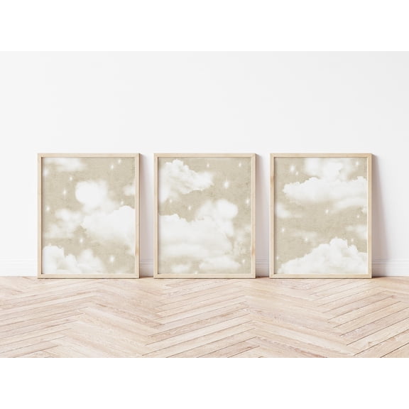 UNFFRAMED Set Beige Cloud Posters, Dreamy And Calming Celestial Wall Art For Bedroom/Nursery, Or Options Available Set 3 Prints 12x18