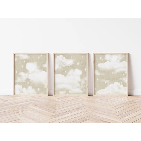 UNFFRAMED Set Beige Cloud Posters, Dreamy And Calming Celestial Wall Art For Bedroom/Nursery, Or Options Available Set 3 Prints 20x30