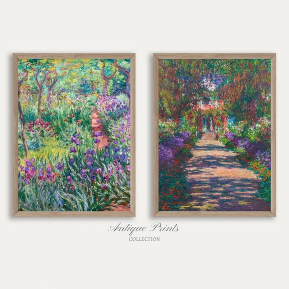 UNFFRAMED Set Monet Posters, Floral Claude Monet, Neutral Monet 2 Pieces Wall Art, Vintage Impressionism Summer Wall Art Set 2 Prints 20x30