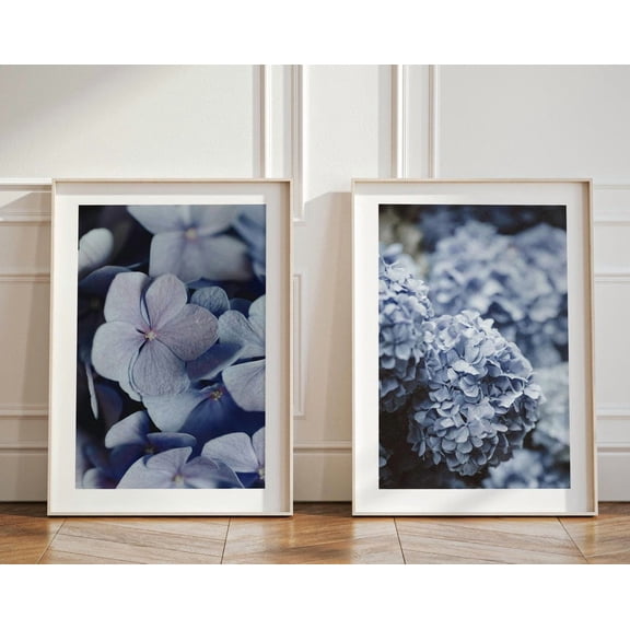 Luvia Set Of 2 Blue Prints - Botanical - Floral Prints - Blue, Modern Wall Decor Set 2 Prints 8x12 UNFRAMED