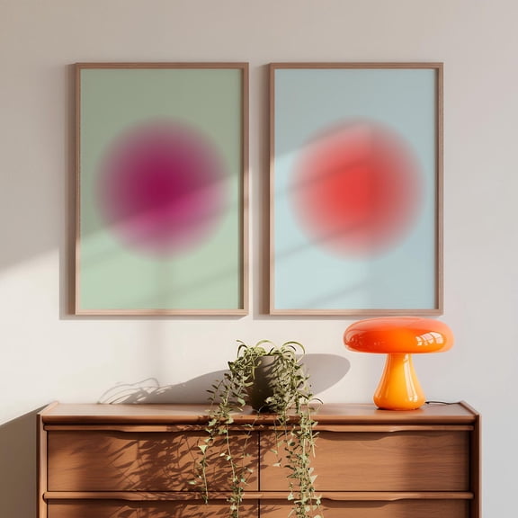 UNFFRAMED Set Of 2 Celestial Aura Wall Art Prints, Dorm Decor Energy Abstract Posters, Spiritual Colorful Aura Room Aesthetic Set 2 Prints 8x12