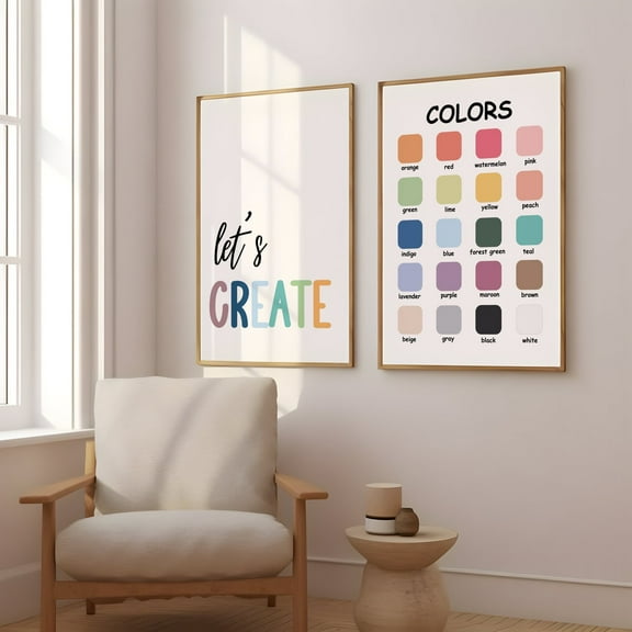 Luvia Set Of 2 Colorful Posters - Color Charts For Preschool Learning - Educational - , Modern Wall Decor Set 2 Prints 8x12 UNFRAMED