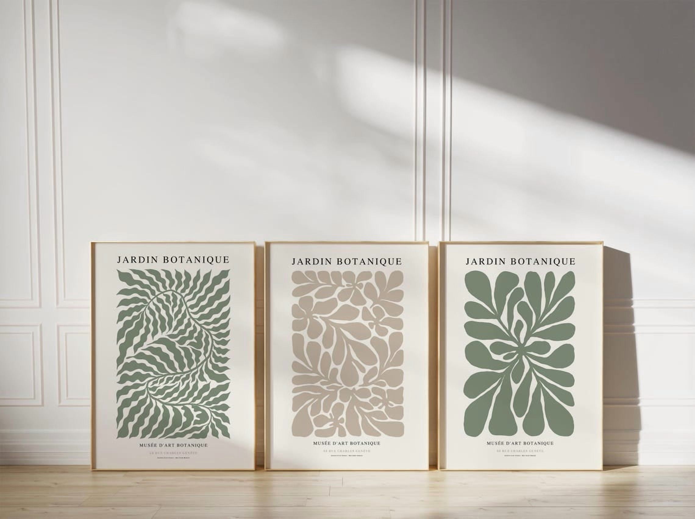 Luvia Set Of 3 Green Boho Botanical Floral Botanical Boho, Modern Wall ...