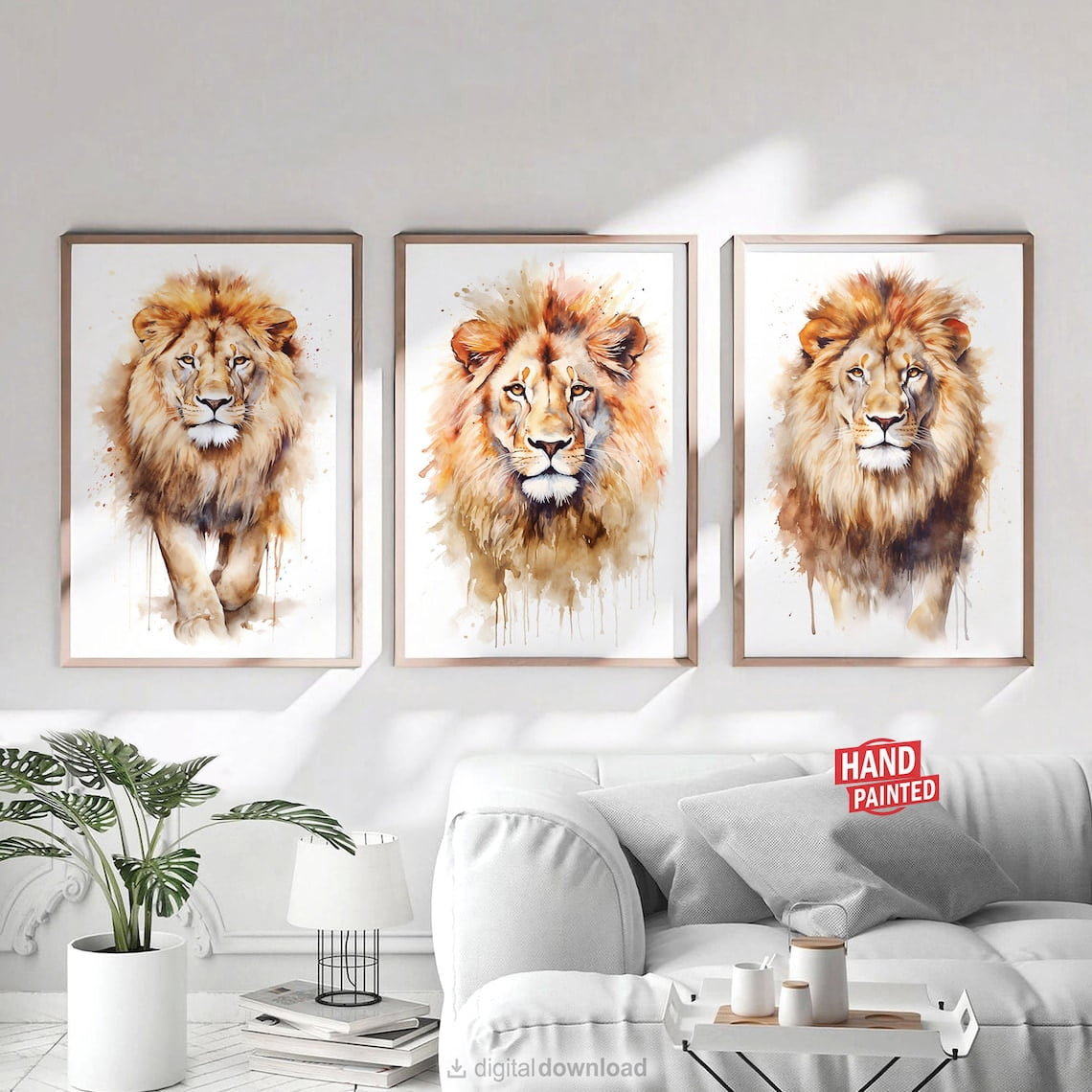 UNFFRAMED Set Of 3 Lion Posters For Bedroom Wall Decor Living Room ...