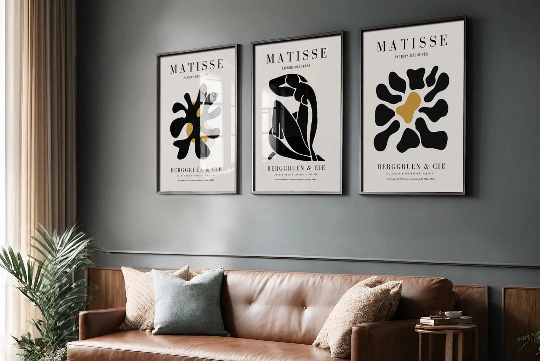 UNFFRAMED Set Of 3 Matisse Prints - Black Beige - Mid Century Modern ...