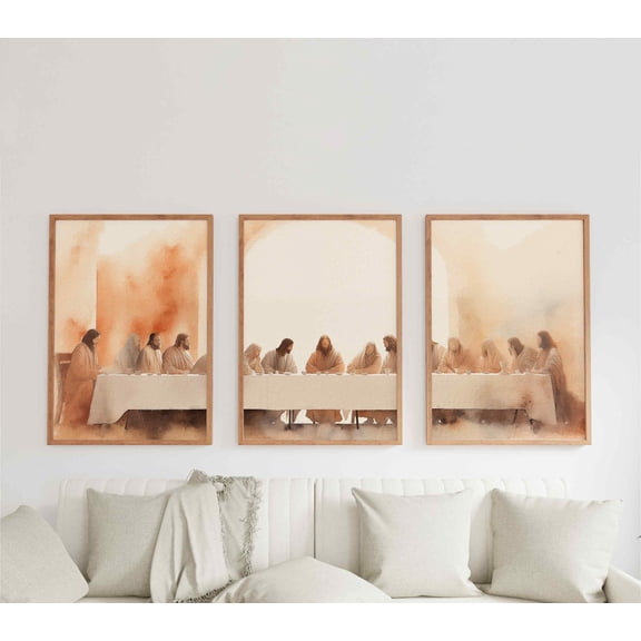 UNFFRAMED Set Of 3 The Last Supper Art Poster Set: Christian Home Decor Set 3 Prints 20x30