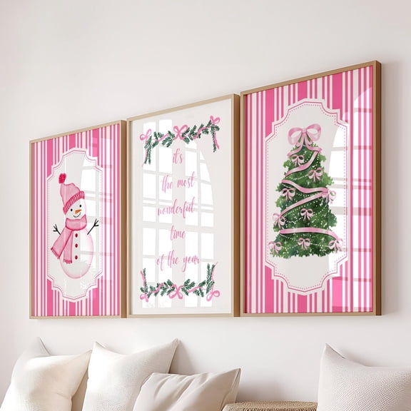 UNFFRAMED Set Of 3 Trendy Tree Snowman Posters Winter Wall Art Poster Set 3 Prints 12x18