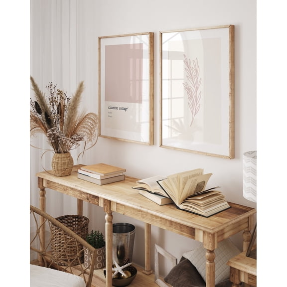 UNFFRAMED Set Pink Bathroom, Minimalist Blush Poster Set Pink Cream Wall Art, Cute Abstract Flower Posters, Pretty Flower Line Art, Set 2 Prints 20x30