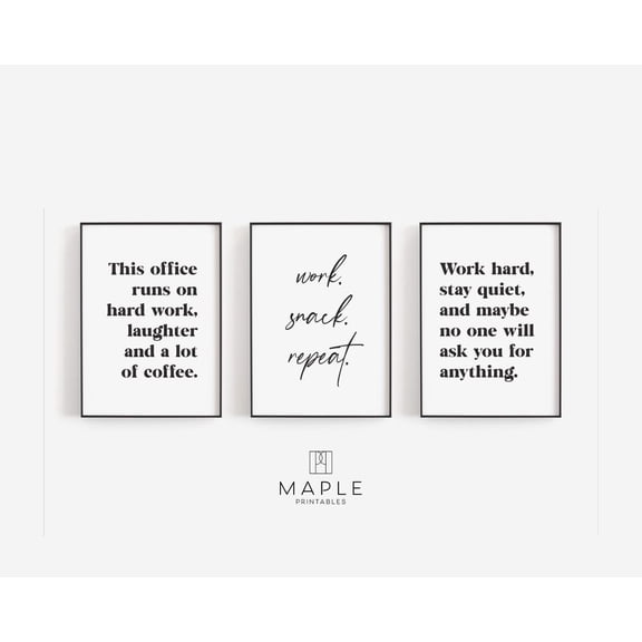 UNFFRAMED Set Posters For Cubicle Decor, Work Quotes, Hilarious Posters For Home Office Decor, Motivational Wall Art Set 3 Prints 16x24