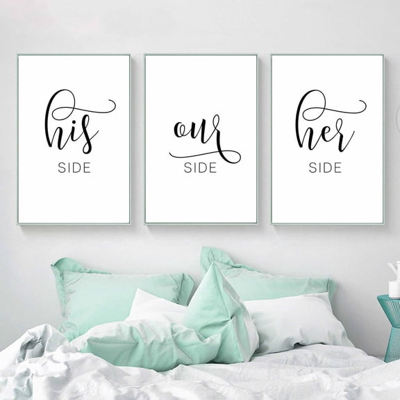 UNFFRAMED Her Side His Side wall art,Set of three,His Side Her Side Our side,Bedroom Printable,Bedroom quote,Bedroom Wall Art,Bedroom Print,above bed Set 3 Prints 20x30