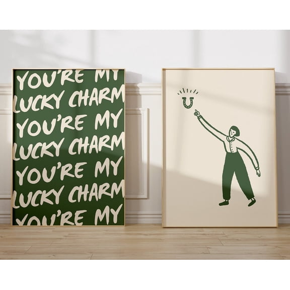 UNFFRAMED St Patricks Day Prints You'Re My Lucky Charm Poster Horseshoe Irish Decor Cutet Patricks Dayet Of 2 Wall Art, Modern Decor Set 2 Prints 8x12