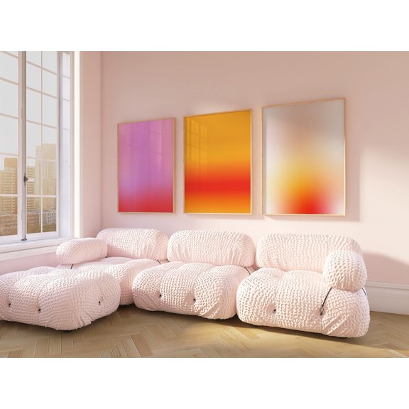 UNFFRAMED Sunset Gradient Wall Art Set Of 3, Abstract Colorful Prints, Posters, Warm Modern Home Dorm Decor, Pink Orange Minimalist Set 3 Prints 8x12
