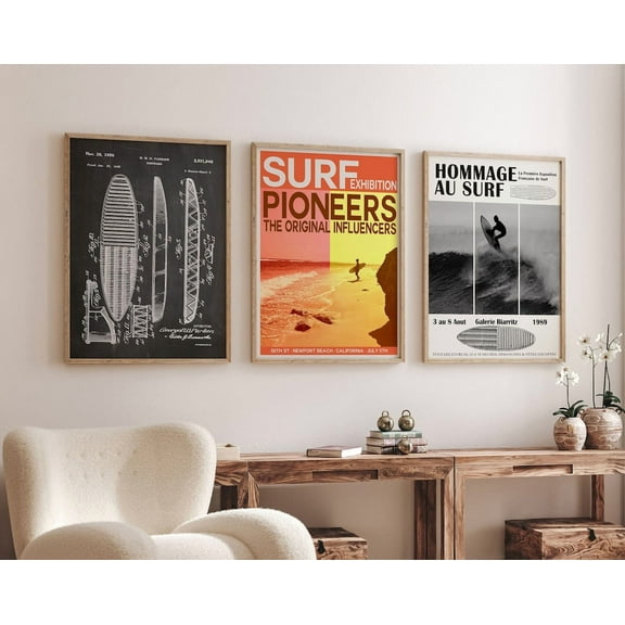 Luvia Surfing Posters Set Of 3 Surf Prints High Definition Art, Modern Wall Decor Set 3 Prints 20x30 UNFRAMED