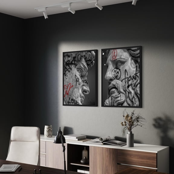 UNFFRAMED The Creation Of Adam, Poster Poster Wall Art, Michelangelo 2 Piece Set Modern Abstract Art, Contemporary Art Home Decor Set 2 Prints 8x12