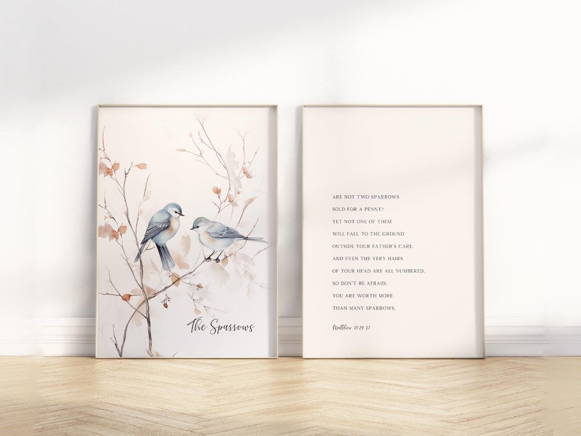 UNFFRAMED The Sparrows Matthew 10,29-31 Bible Verse Wall Art Poster ...