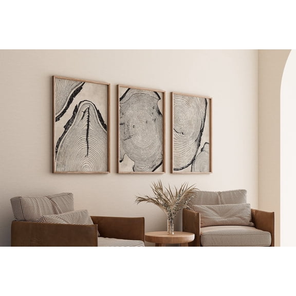 UNFFRAMED Tree Ring Prints, Prints, Tree Ring Wall Art, Neutral Wall Art, Nature Wall Art, Log Slice Art, Cabin Decor, Printable Art Set 3 Prints 8x12