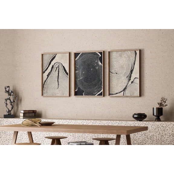UNFFRAMED Tree Ring Prints Set, Prints, Tree Stump, Neutral Wall Art, Nature Print, Abstract Art, Modern Cabin Decor, Printable Art Set 3 Prints 20x30