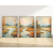 Luvia Triptych Set Of 3 Landscapes Nature Autumn Boho Orange Countryside Natural Poster Neutral, Modern Wall Decor Set 3 Prints 8x12 UNFRAMED