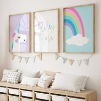 UNFFRAMED Unicorn Room Decor, Unicorn Art For Girls Room Decor, Girl Bedroom Decorations, Unicorn Rainbow Wall Art Girls, Set Of 3 Prints Or #341 Set 3 Prints 8x12