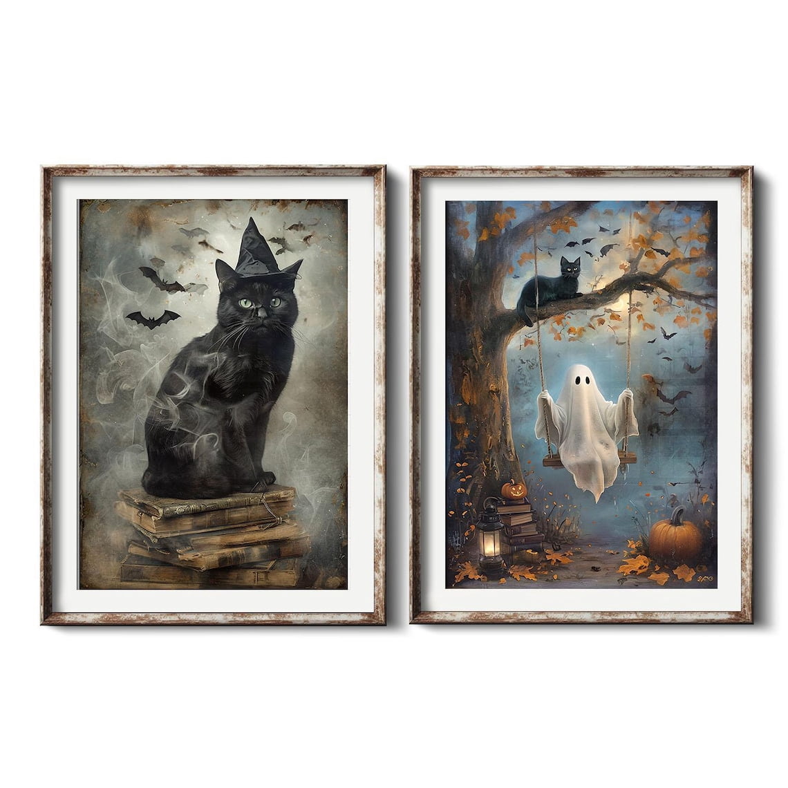 UNFFRAMED Vintage Black Cat Poster Set Dark Academia Wall Art Set 2 ...