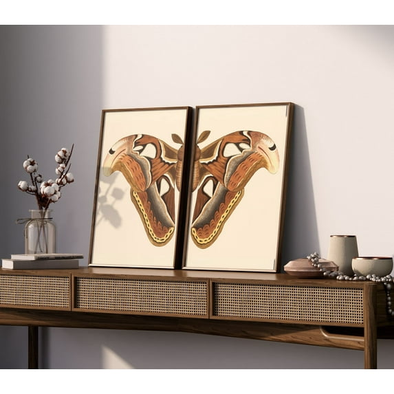 UNFFRAMED Vintage Butterfly Wing Wall Art Set, Neutral Butterfly Poster, Antique Butterfly Art Decor, Artful Butterfly Poster Set 2 Prints 16x24