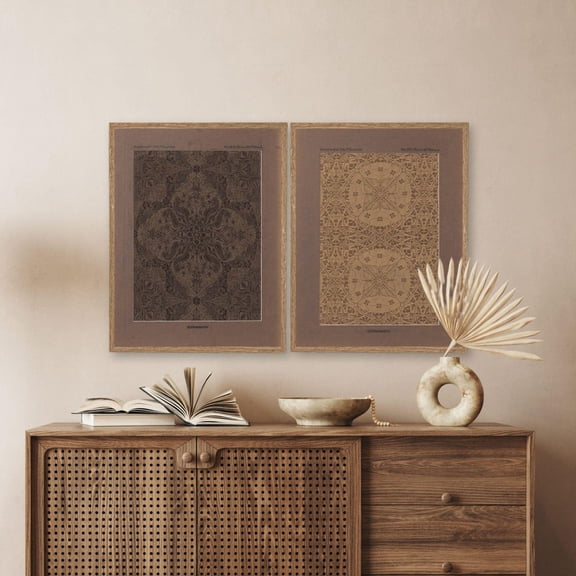 UNFFRAMED Vintage Floral Pattern Textile Poster Set, Antique Textile Wall Decor, Rustic Flower Pattern Art Neutral Wall Art, Boho Poster Set 2 Prints 12x18