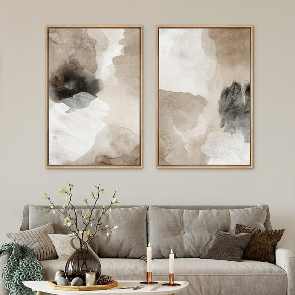 UNFFRAMED Wall Art Print Set Of 2 Abstract Beige Brown Art Print Neutral Minimalist Modern Wall Art Living Room Decor Set 2 Prints 8x12