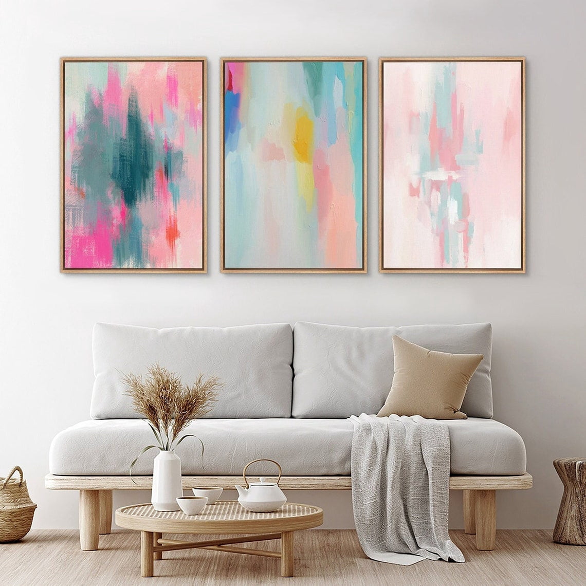 UNFFRAMED Wall Art Prints Set Of 3 Abstract Colorful Print Minimalist ...