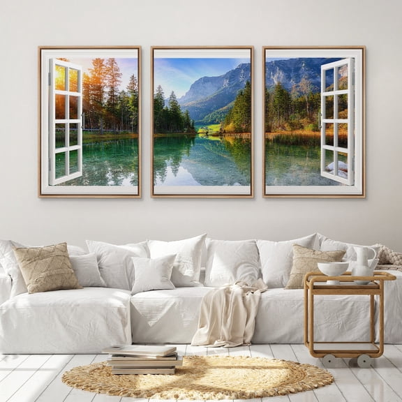 UNFFRAMED Wall Art Prints Set Of 3 Open Window View Landscape Photography Art Print Minimalist Modern Wall Art Farmhouse Decor Set 3 Prints 12x18