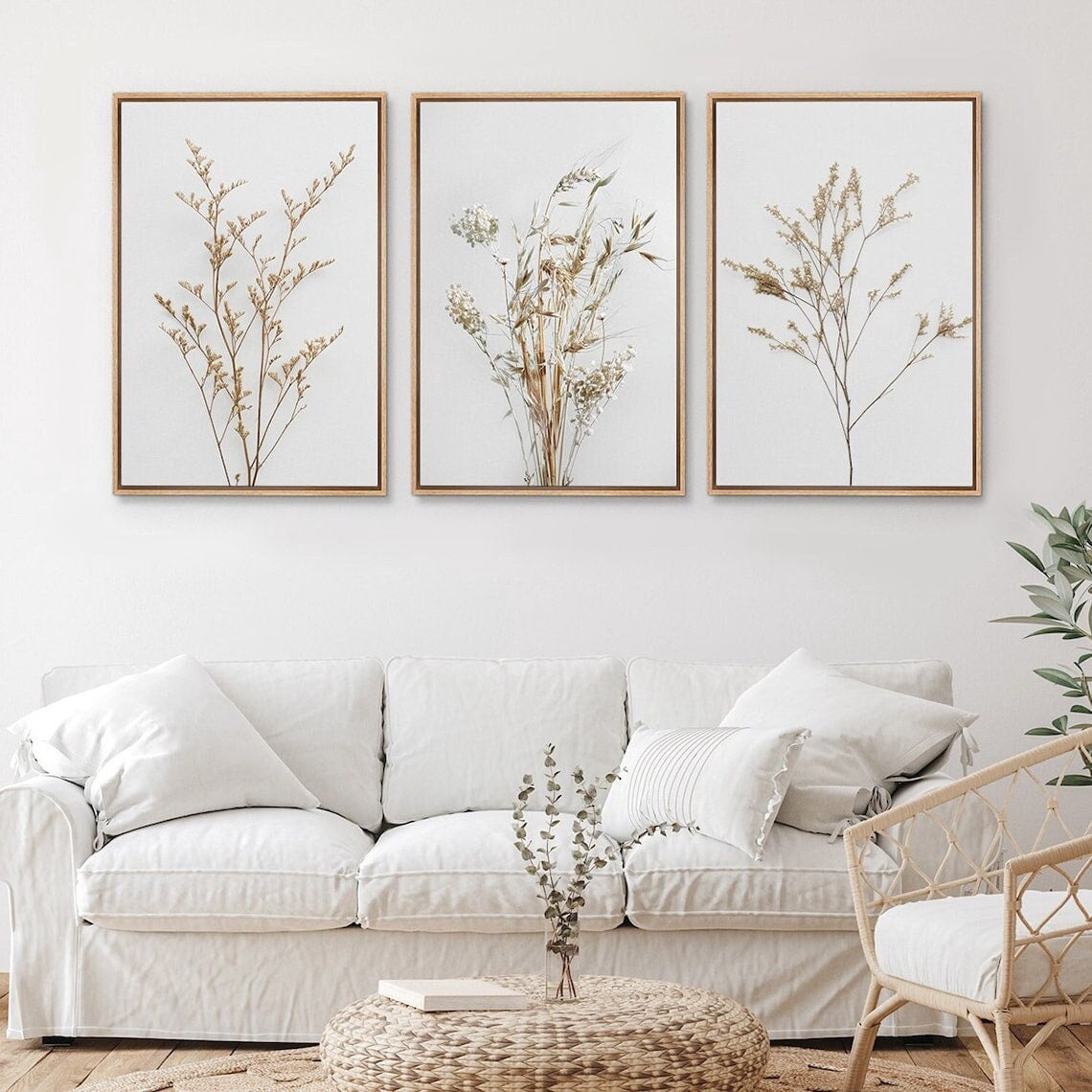 UNFFRAMED Wall Art Prints Set Of 3 Wildflower Floral Botanical Art ...
