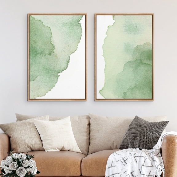 UNFFRAMED Wall Art Set Of 2 Sage Green Abstract Print Minimalist Modern Wall Art Decor Set 2 Prints 8x12
