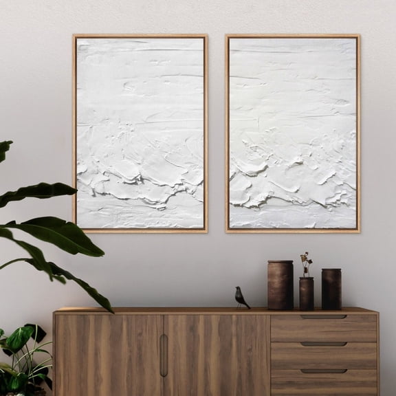 UNFFRAMED Wall Art Set Of 2 White Abstract Prints Modern Art Minimalist Neutral Wall Art Decor Living Room Set 2 Prints 12x18