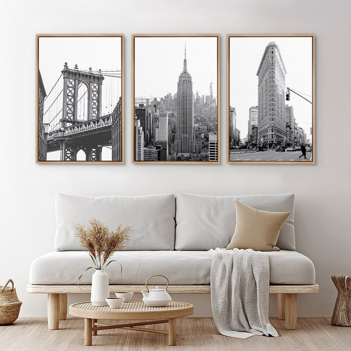 UNFFRAMED Wall Art Set Of 3 Black And White New York City Architecture ...