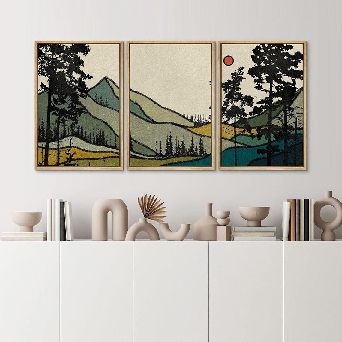 UNFFRAMED Wall Art Set Of 3 Forest Mountain Prints Landscape Art Print ...