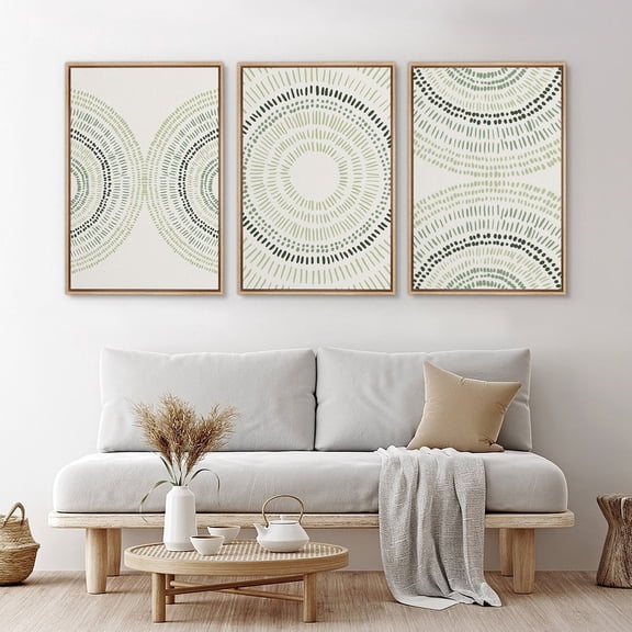UNFFRAMED Wall Art Set Of 3 Sage Green Abstract Wood Tree Rings Prints Minimalist Modern Wall Art Neutral Boho Decor Set 3 Prints 8x12