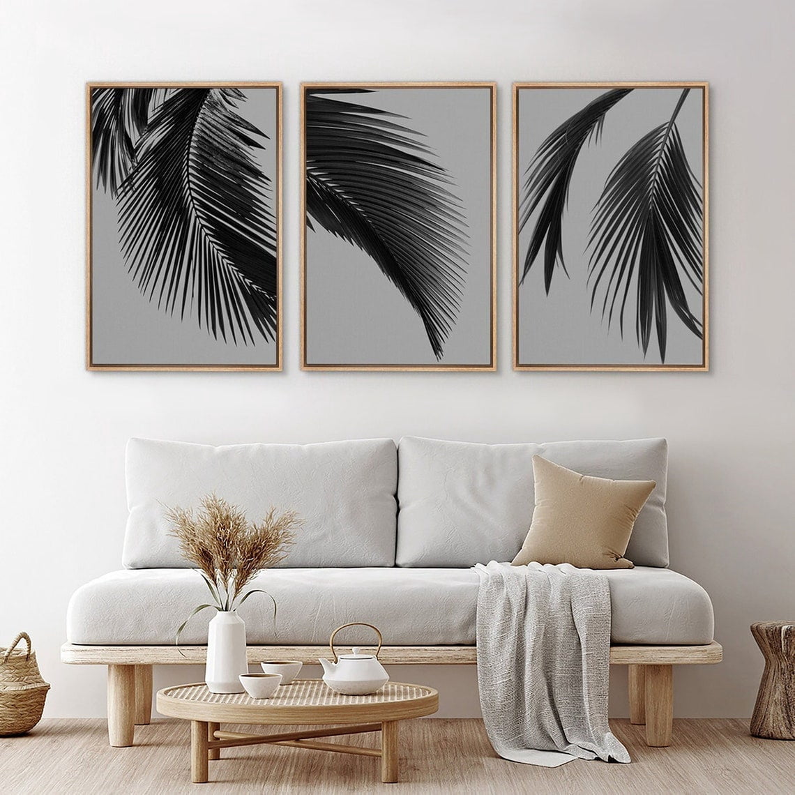 UNFFRAMED Wall Art Set Of 3 Tropical Jungle Palm Leaf Botanical Prints ...