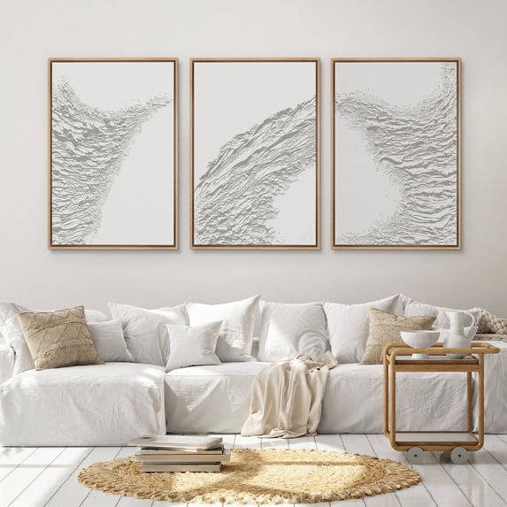 UNFFRAMED Wall Art Set Of 3 White Abstract Prints Minimalist Modern Wall Art Neutral Decor Living Room Set 3 Prints 8x12