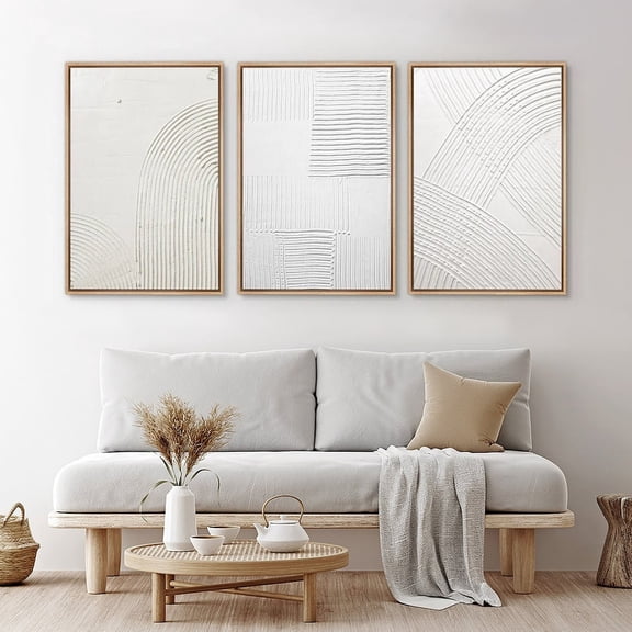 UNFFRAMED Wall Art Set Of 3 White Abstract Prints Neutral Textured Printed On Modern Minimalist Art Bedroom Wall Decor Set 3 Prints 8x12