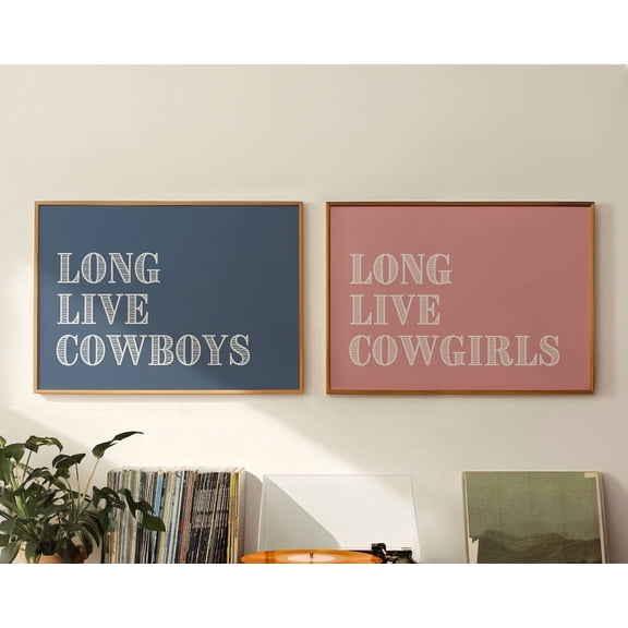 Luvia Western Typography Prints Cowgirls And Cowboys Posters Trendy Western Quote Boy And Girl Bedroom Decor 2 Horizontal Prints, Modern Wall Decor Set 2 Prints 8x12 UNFRAMED