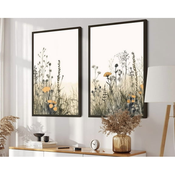 Luvia Wildflower Field Art, Wildflower Print Set Of 2, Wildflower Meadow, Floral, Modern Wall Decor Set 2 Prints 8x12 UNFRAMED