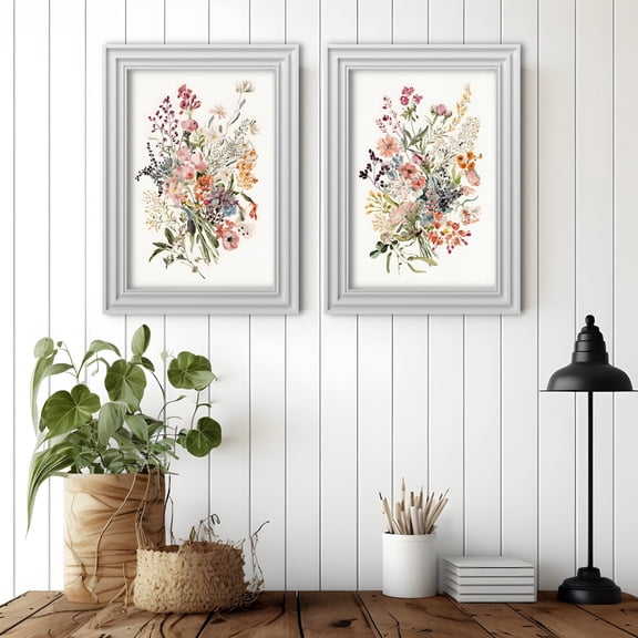 UNFFRAMED Wildflower Line Art Posters, Set Botanical Illustrations Set 2 Prints 16x24