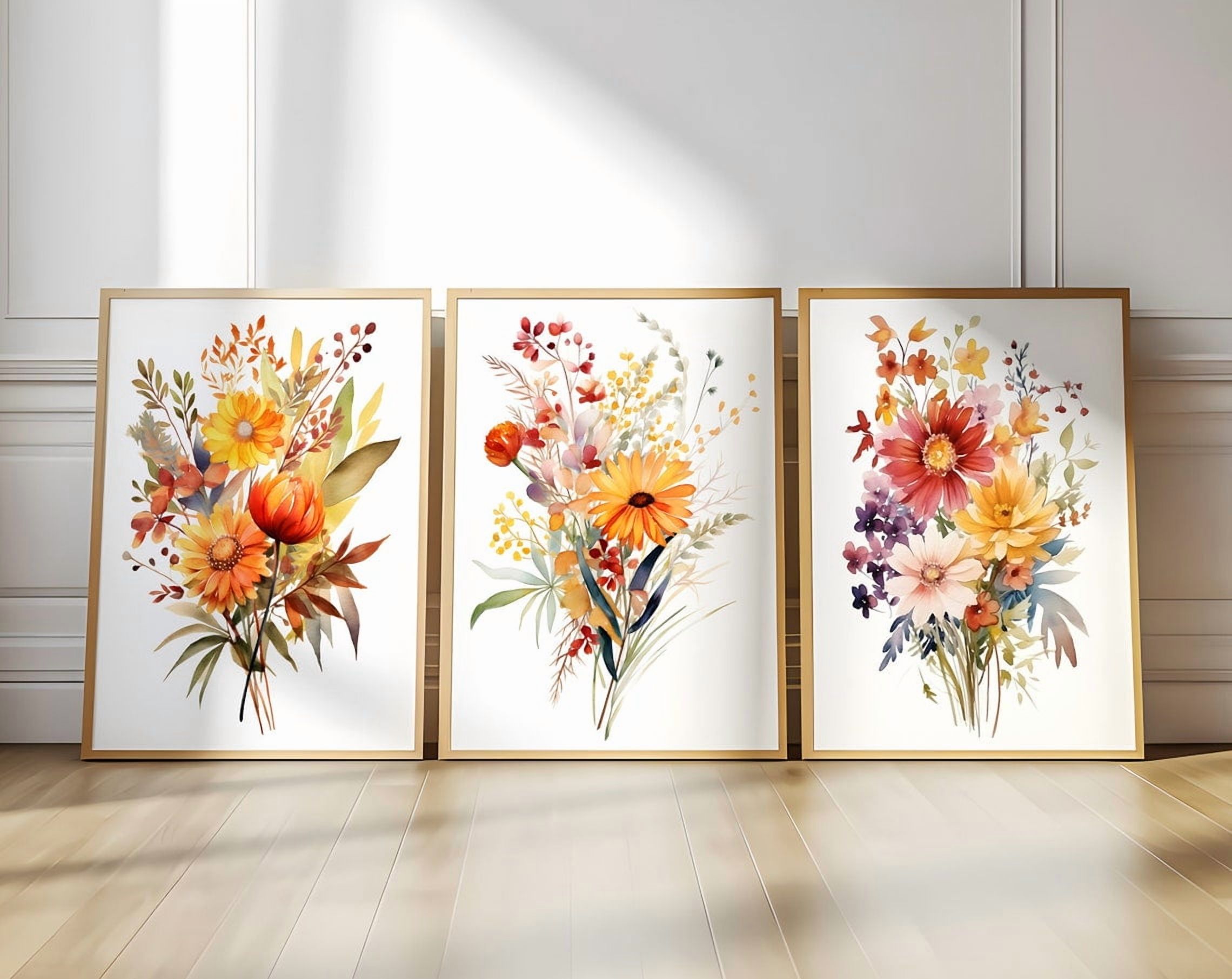 Luvia Wildflower Print Set Of 3, Neutral Muted Colors, Artful Bohoation ...