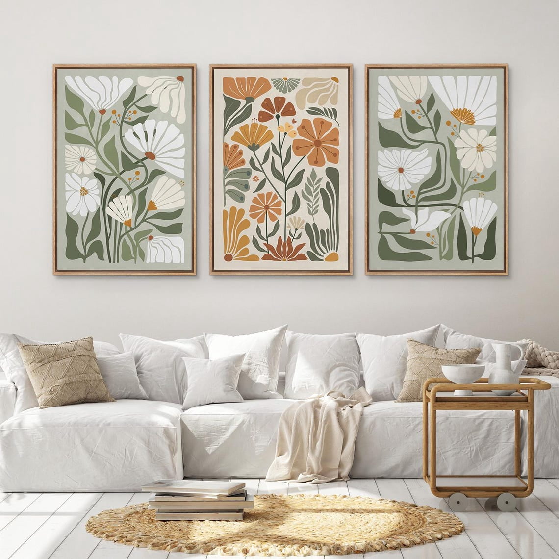 UNFFRAMED Wildflower Wall Art Set Of 3, Modern Floral Botanical Print ...