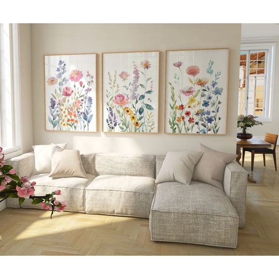 UNFFRAMED Wildflower Wall Art Set Bright Floral Posters Flower Posters Art Flowers Wall Collection Set 3 Prints 20x30