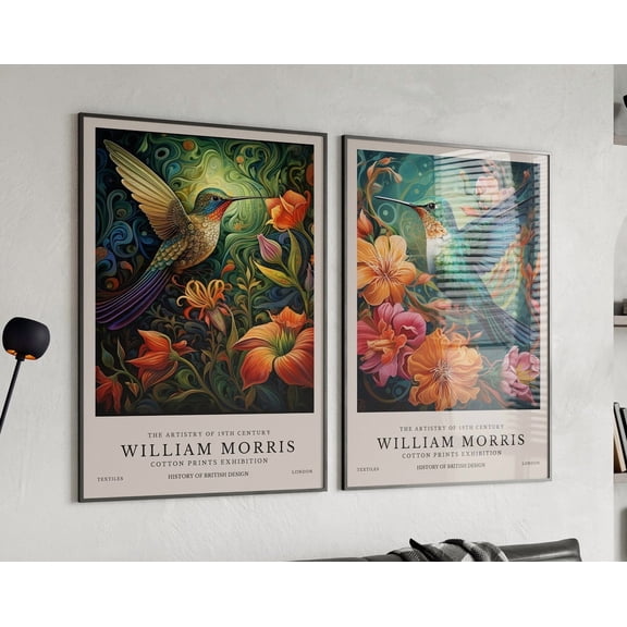Luvia William Morristyle Art Set Of 2, Exhibition Print, Textiles Art, Bird Art Poster, Modern Wall Decor Set 2 Prints 20x30 UNFRAMED