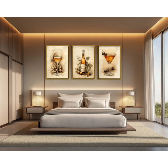 UNFFRAMED Wine Lover Set Of Three Posters,Wine Cocktail Wall Art, Home Bar Decor, Wine Glass Poster, Kitchen Decor, Dinning Room Art Poster Set Set 3 Prints 20x30