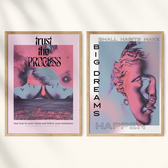 Luvia Y2K Apartment Decor, Retro, Gradient Print Set Of 2, Modern Wall Decor Set 2 Prints 12x18 UNFRAMED