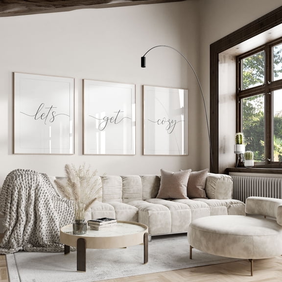 UNFFRAMED Let's get cozy printable,Bedroom wall art,Get cozy sign,Guest bedroom decor,Guest room wall art,prints,Printable bedroom decor Set 3 Prints 8x12